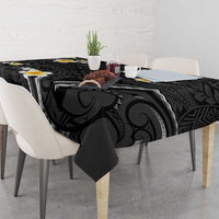 Black And Gray Tablecloth Curves Polynesian Tattoo Mix Plumeria Flowers LT14 - Polynesian Pride