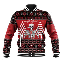 Personalized Hawaii Skull Christmas Baseball Jacket Mele Kalikimaka Hawaiian Kakau - Polynesian Pride