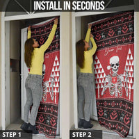 Personalized Hawaii Skull Christmas Door Cover Mele Kalikimaka Hawaiian Kakau - Polynesian Pride