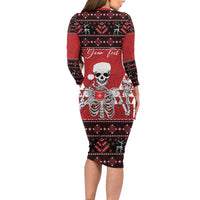 Personalized Hawaii Skull Christmas Family Matching Long Sleeve Bodycon Dress and Hawaiian Shirt Mele Kalikimaka Hawaiian Kakau - Polynesian Pride