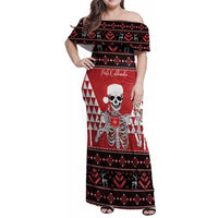 Personalized Hawaii Skull Christmas Family Matching Off Shoulder Maxi Dress and Hawaiian Shirt Mele Kalikimaka Hawaiian Kakau - Polynesian Pride