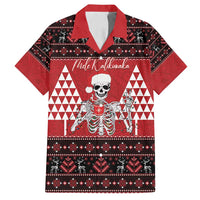 Personalized Hawaii Skull Christmas Family Matching Off Shoulder Short Dress and Hawaiian Shirt Mele Kalikimaka Hawaiian Kakau - Polynesian Pride