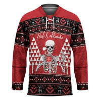 Personalized Hawaii Skull Christmas Hockey Jersey Mele Kalikimaka Hawaiian Kakau LT14 Unisex Red - Polynesian Pride