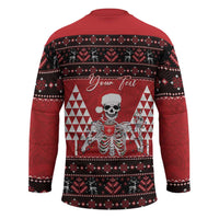 Personalized Hawaii Skull Christmas Hockey Jersey Mele Kalikimaka Hawaiian Kakau LT14 - Polynesian Pride