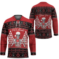 Personalized Hawaii Skull Christmas Hockey Jersey Mele Kalikimaka Hawaiian Kakau LT14 - Polynesian Pride