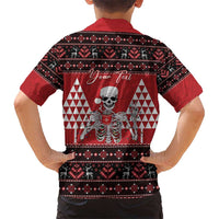 Personalized Hawaii Skull Christmas Kid Hawaiian Shirt Mele Kalikimaka Hawaiian Kakau LT14 - Polynesian Pride