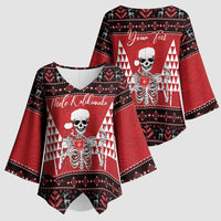 Personalized Hawaii Skull Christmas Kimono Sleeve Blouse Mele Kalikimaka Hawaiian Kakau - Polynesian Pride