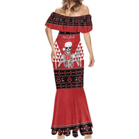 Personalized Hawaii Skull Christmas Mermaid Dress Mele Kalikimaka Hawaiian Kakau - Polynesian Pride