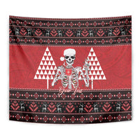 Personalized Hawaii Skull Christmas Tapestry Mele Kalikimaka Hawaiian Kakau - Polynesian Pride