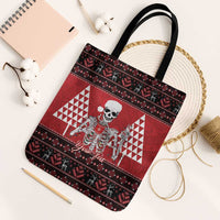 Personalized Hawaii Skull Christmas Tote Bag Mele Kalikimaka Hawaiian Kakau - Polynesian Pride