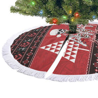 Personalized Hawaii Skull Christmas Tree Skirt Mele Kalikimaka Hawaiian Kakau - Polynesian Pride