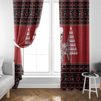 Personalized Hawaii Skull Christmas Window Curtain Mele Kalikimaka Hawaiian Kakau - Polynesian Pride