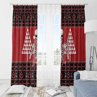 Personalized Hawaii Skull Christmas Window Curtain Mele Kalikimaka Hawaiian Kakau - Polynesian Pride