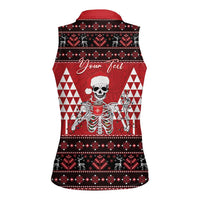 Personalized Hawaii Skull Christmas Women Sleeveless Polo Shirt Mele Kalikimaka Hawaiian Kakau - Polynesian Pride