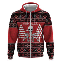 Personalized Hawaii Skull Christmas Zip Hoodie Mele Kalikimaka Hawaiian Kakau - Polynesian Pride