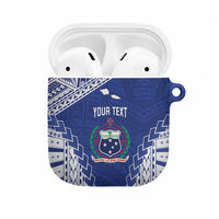 Toa Samoa Rugby Custom AirPods Case Go Champions Pacific Samoan Pattern LT14 Blue - Polynesian Pride