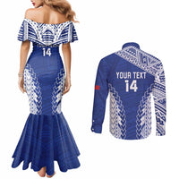 Toa Samoa Rugby Custom Couples Matching Mermaid Dress and Long Sleeve Button Shirt Go Champions Pacific Samoan Pattern - Polynesian Pride