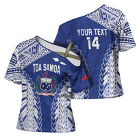 Toa Samoa Rugby Custom Cross Shoulder Shirt Go Champions Pacific Samoan Pattern - Polynesian Pride