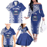 Toa Samoa Rugby Custom Family Matching Off The Shoulder Long Sleeve Dress and Hawaiian Shirt Go Champions Pacific Samoan Pattern - Polynesian Pride