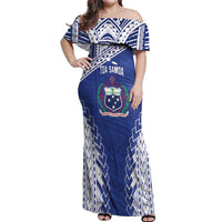 Toa Samoa Rugby Custom Off Shoulder Maxi Dress Go Champions Pacific Samoan Pattern - Polynesian Pride