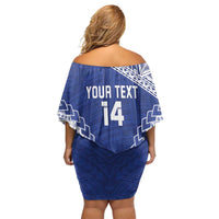 Toa Samoa Rugby Custom Off Shoulder Short Dress Go Champions Pacific Samoan Pattern - Polynesian Pride