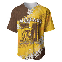 Personalized Mililani Hawaii High School Baseball Jersey Puakenikeni Lei Hawaiian Pattern LT14 Yellow - Polynesian Pride
