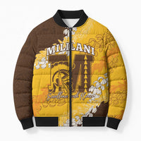 Personalized Mililani Hawaii High School Bomber Puffer Jacket Puakenikeni Lei Hawaiian Pattern LT14 Unisex Yellow - Polynesian Pride