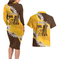 Personalized Mililani Hawaii High School Couples Matching Long Sleeve Bodycon Dress and Hawaiian Shirt Puakenikeni Lei Hawaiian Pattern - Polynesian Pride