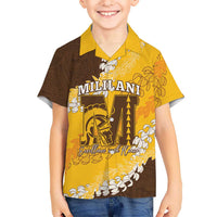 Personalized Mililani Hawaii High School Family Matching Off Shoulder Maxi Dress and Hawaiian Shirt Puakenikeni Lei Hawaiian Pattern - Polynesian Pride