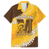 Personalized Mililani Hawaii High School Family Matching Short Sleeve Bodycon Dress and Hawaiian Shirt Puakenikeni Lei Hawaiian Pattern - Polynesian Pride