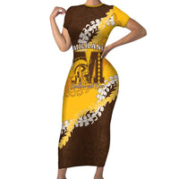 Personalized Mililani Hawaii High School Family Matching Short Sleeve Bodycon Dress and Hawaiian Shirt Puakenikeni Lei Hawaiian Pattern - Polynesian Pride