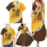 Personalized Mililani Hawaii High School Family Matching Summer Maxi Dress and Hawaiian Shirt Puakenikeni Lei Hawaiian Pattern - Polynesian Pride