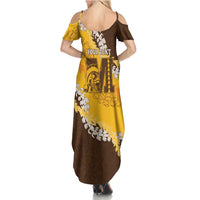 Personalized Mililani Hawaii High School Family Matching Summer Maxi Dress and Hawaiian Shirt Puakenikeni Lei Hawaiian Pattern - Polynesian Pride