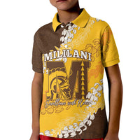 Personalized Mililani Hawaii High School Kid Polo Shirt Puakenikeni Lei Hawaiian Pattern LT14 Kid Yellow - Polynesian Pride