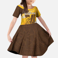 Personalized Mililani Hawaii High School Kid Short Sleeve Dress Puakenikeni Lei Hawaiian Pattern LT14 KID Yellow - Polynesian Pride
