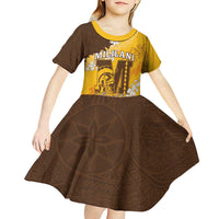 Personalized Mililani Hawaii High School Kid Short Sleeve Dress Puakenikeni Lei Hawaiian Pattern LT14 - Polynesian Pride