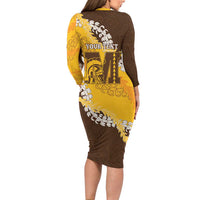 Personalized Mililani Hawaii High School Long Sleeve Bodycon Dress Puakenikeni Lei Hawaiian Pattern LT14 - Polynesian Pride