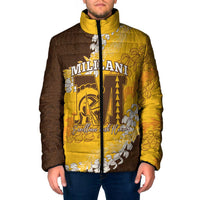 Personalized Mililani Hawaii High School Padded Jacket Puakenikeni Lei Hawaiian Pattern LT14 Men Yellow - Polynesian Pride