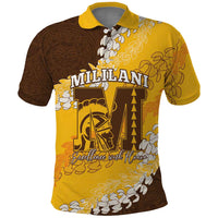 Personalized Mililani Hawaii High School Polo Shirt Puakenikeni Lei Hawaiian Pattern LT14 Yellow - Polynesian Pride