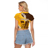 Personalized Mililani Hawaii High School Raglan Cropped T Shirt Puakenikeni Lei Hawaiian Pattern LT14 - Polynesian Pride