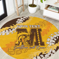 Personalized Mililani Hawaii High School Round Carpet Puakenikeni Lei Hawaiian Pattern - Polynesian Pride