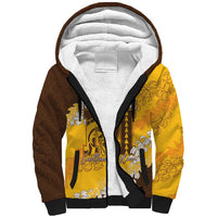 Personalized Mililani Hawaii High School Sherpa Hoodie Puakenikeni Lei Hawaiian Pattern LT14 Unisex Yellow - Polynesian Pride
