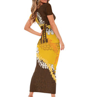 Personalized Mililani Hawaii High School Short Sleeve Bodycon Dress Puakenikeni Lei Hawaiian Pattern LT14 - Polynesian Pride