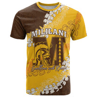 Personalized Mililani Hawaii High School T Shirt Puakenikeni Lei Hawaiian Pattern LT14 Yellow - Polynesian Pride