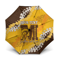 Personalized Mililani Hawaii High School Umbrella Puakenikeni Lei Hawaiian Pattern LT14 One Size Folded 11.42 inch Opened Diameter 37.4 inch Yellow - Polynesian Pride