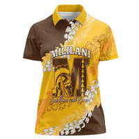 Personalized Mililani Hawaii High School Women Polo Shirt Puakenikeni Lei Hawaiian Pattern LT14 Female Yellow - Polynesian Pride