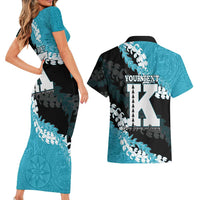 Personalized Kapolei Hawaii High School Couples Matching Short Sleeve Bodycon Dress and Hawaiian Shirt Puakenikeni Lei Hawaiian Pattern - Polynesian Pride