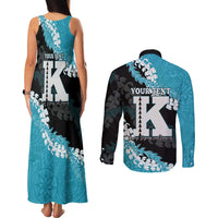 Personalized Kapolei Hawaii High School Couples Matching Tank Maxi Dress and Long Sleeve Button Shirt Puakenikeni Lei Hawaiian Pattern - Polynesian Pride