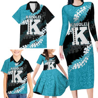 Personalized Kapolei Hawaii High School Family Matching Long Sleeve Bodycon Dress and Hawaiian Shirt Puakenikeni Lei Hawaiian Pattern - Polynesian Pride