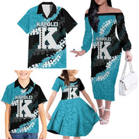 Personalized Kapolei Hawaii High School Family Matching Off The Shoulder Long Sleeve Dress and Hawaiian Shirt Puakenikeni Lei Hawaiian Pattern - Polynesian Pride